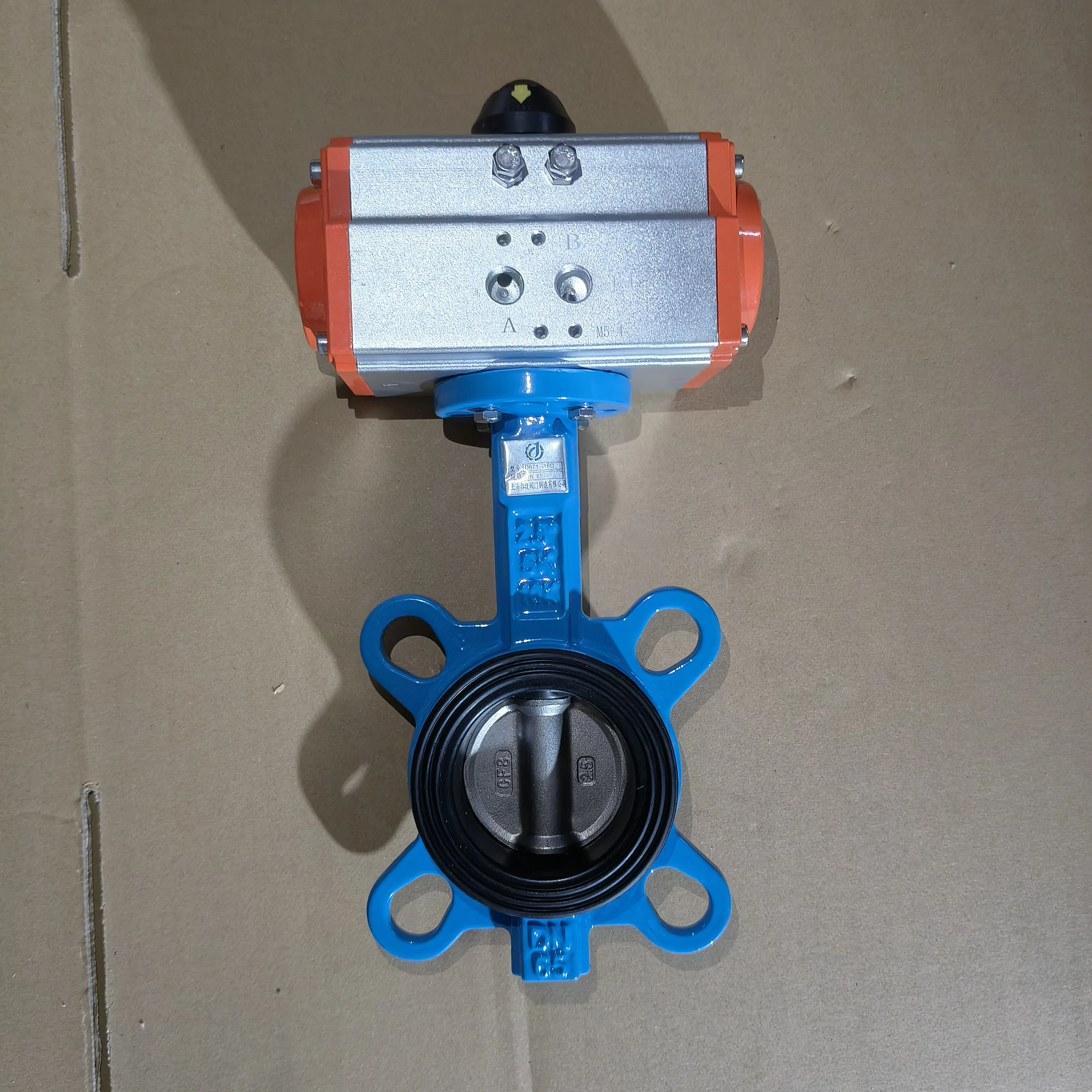 

DN80 3 Inch PN16 Rubber Seat Wafer Cast Iron Double Acting Pneumatic Actuator Butterfly Valve for Adsorption Dryer Compressor