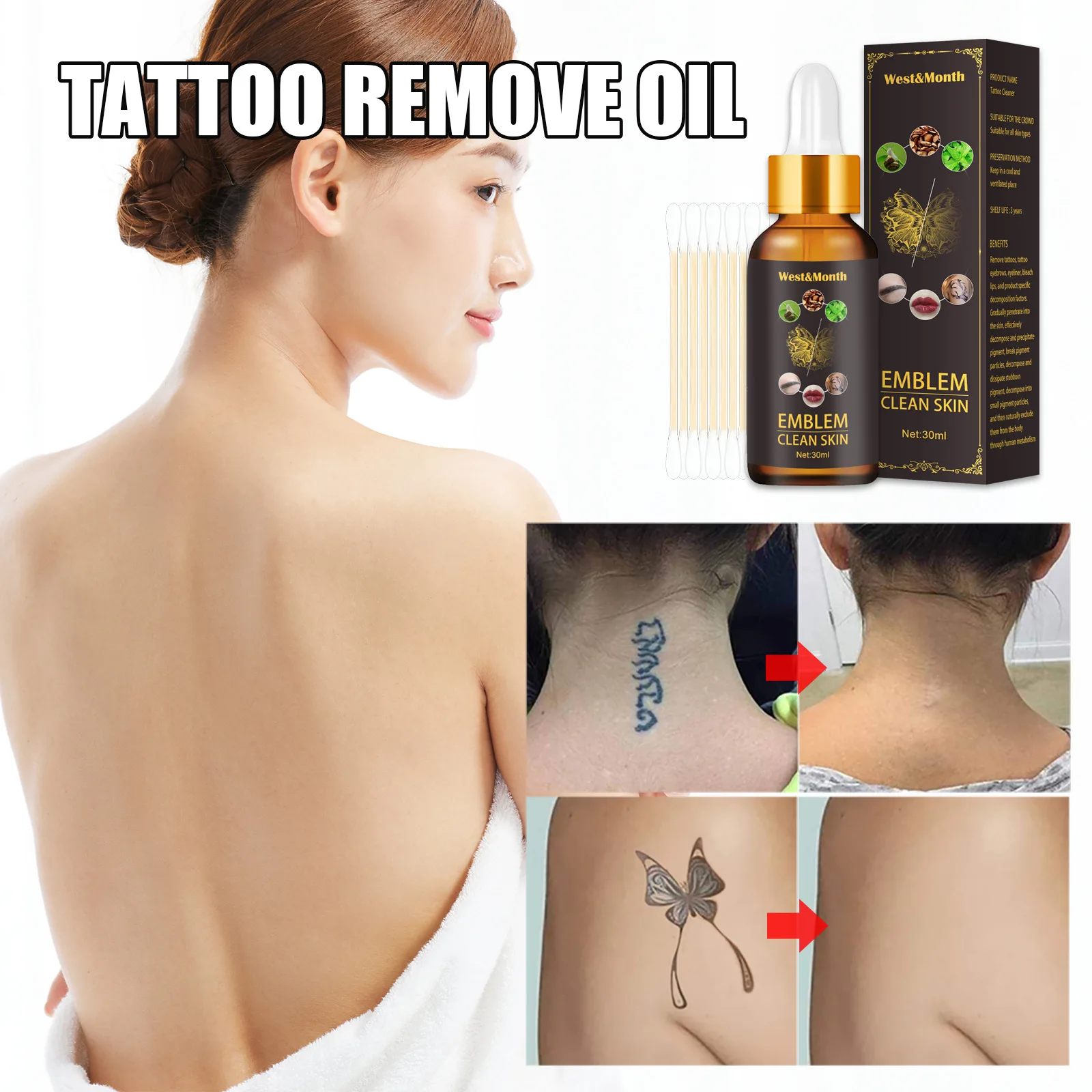 Líquido de limpieza para tatuajes, tatuajes multifuncionales, cejas, bordado, pegatinas para cejas, pigmentos, agente de lavado rápido, aceite removedor