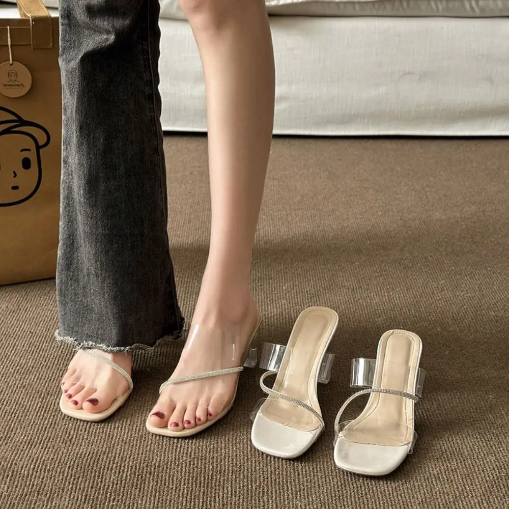

Casual Summer Jelly Crystal Slippers Sexy Transparent High Heel Sandals Open Toe Elegant Women's Pumps Outdoor
