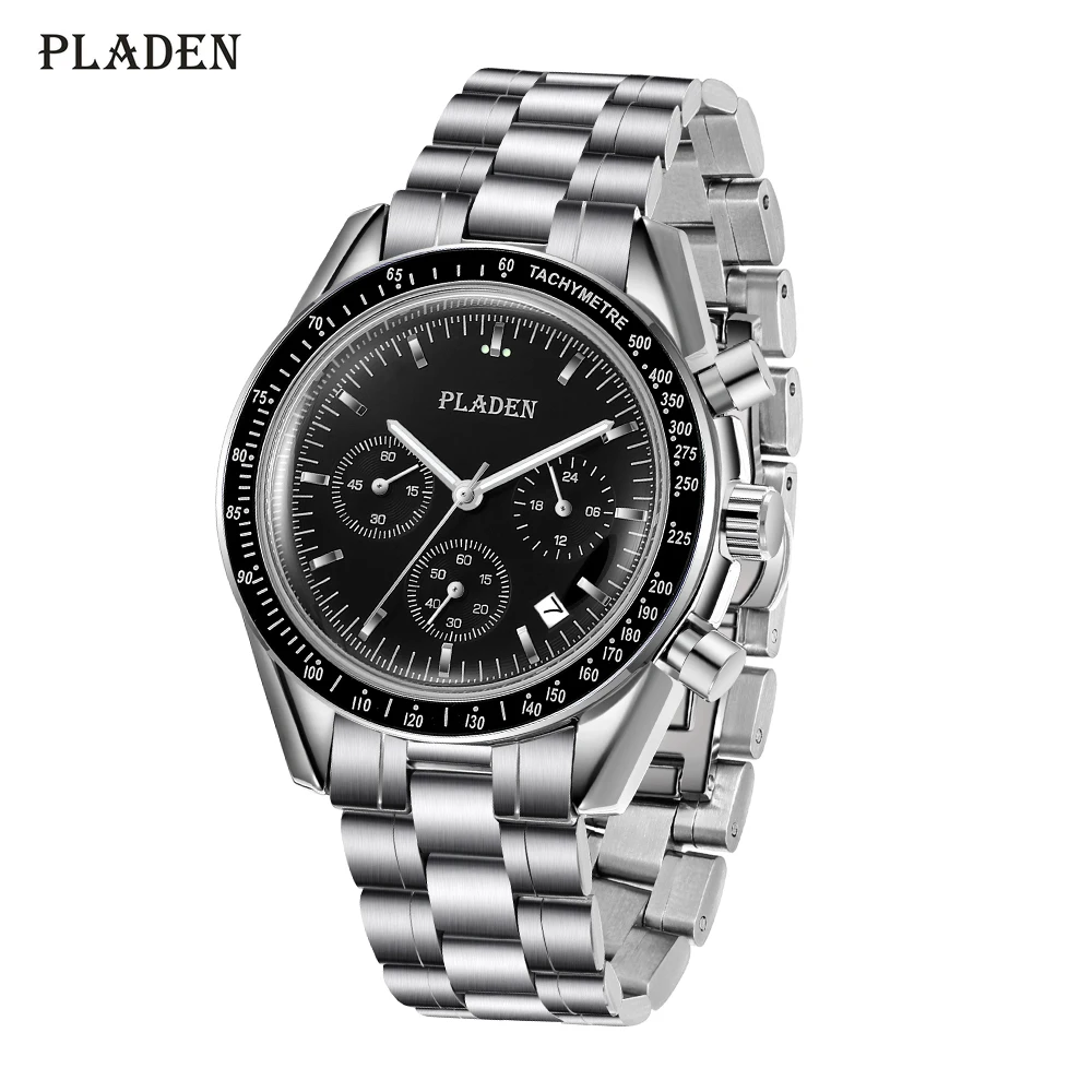 

PLADEN Fashion Men's Quartz Watches Luxury Business Stianless Steel WristWatch Automatic Date Waterproof Moon Clock Man 2023 New