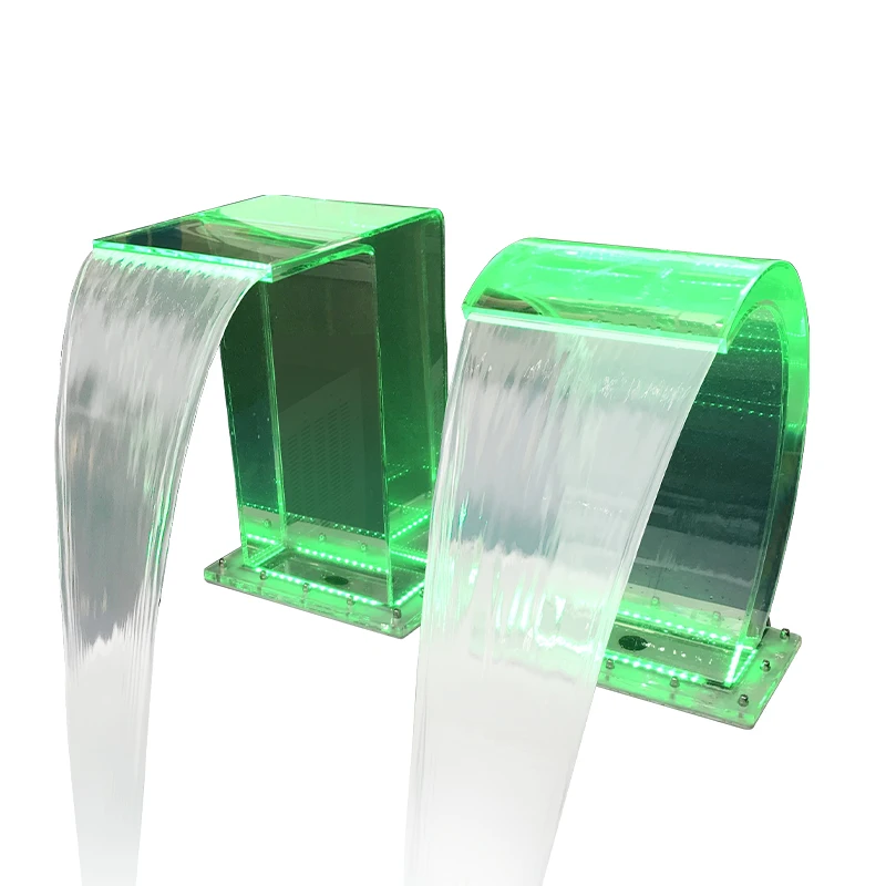 STLF LED Illuminated Acrylic Curved Water Feature for Swimming Pools Spas & Hotels Decorative Waterfall