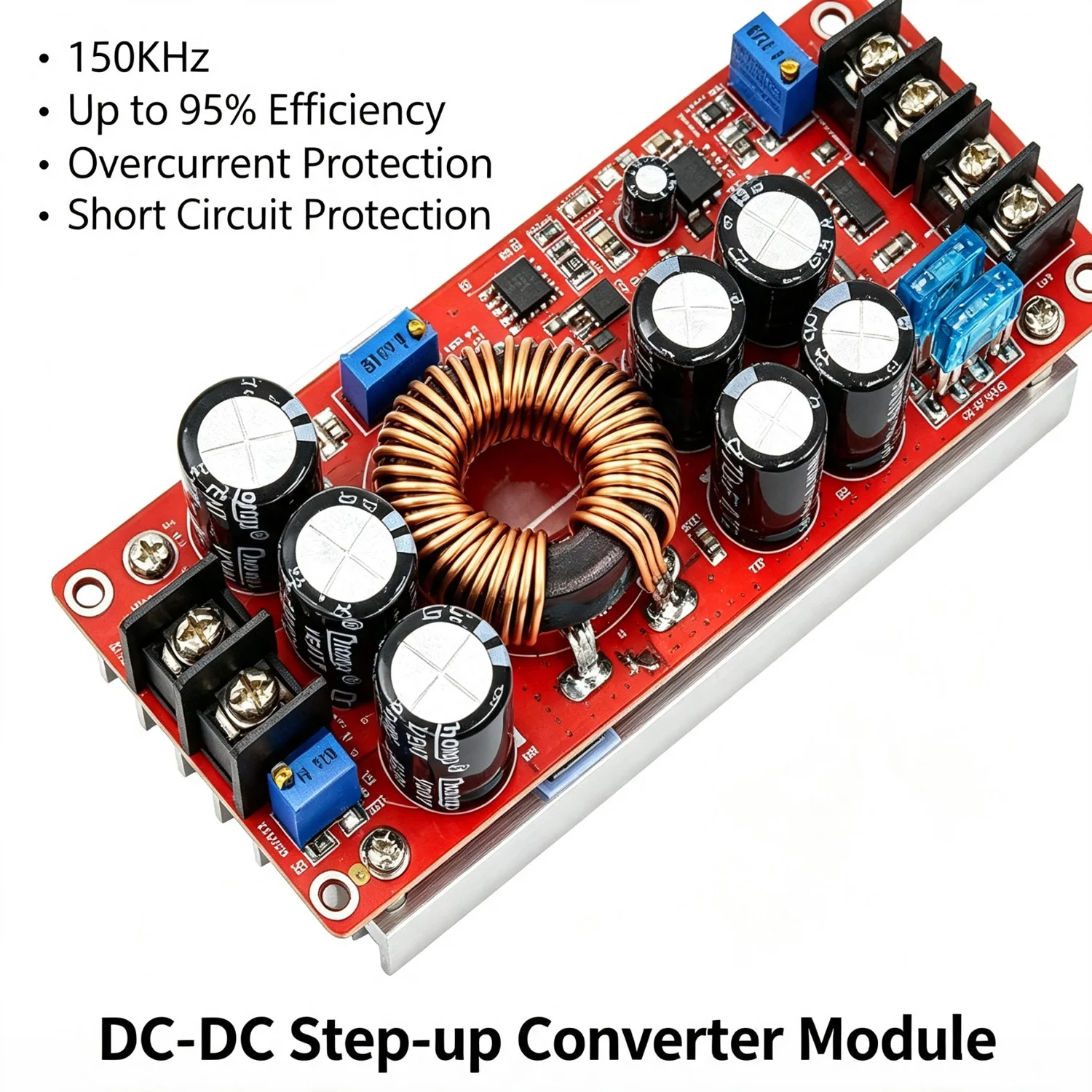 1200W 20A DC-DC Converter Boost Step-Up Power Supply Module with Heat Sink Input 8-60V Output 12-83V for 12V to 24V 48V Conversi