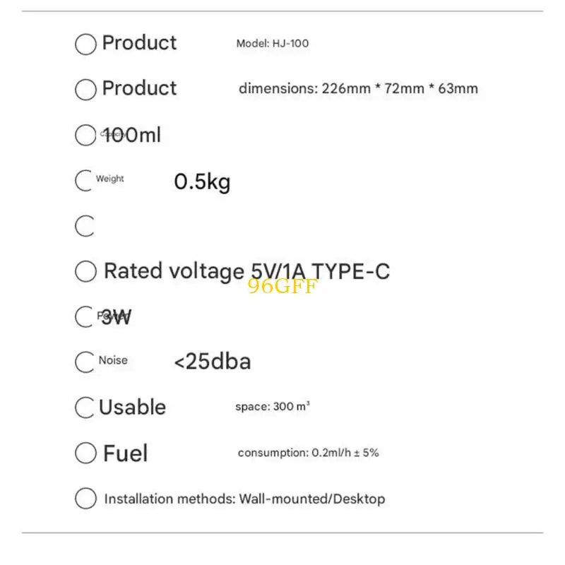 

96GF Efficient Timing Air Freshener USB Rechargeable Highlighting Quiet Running and Efficient Spread for Indoor Conditions