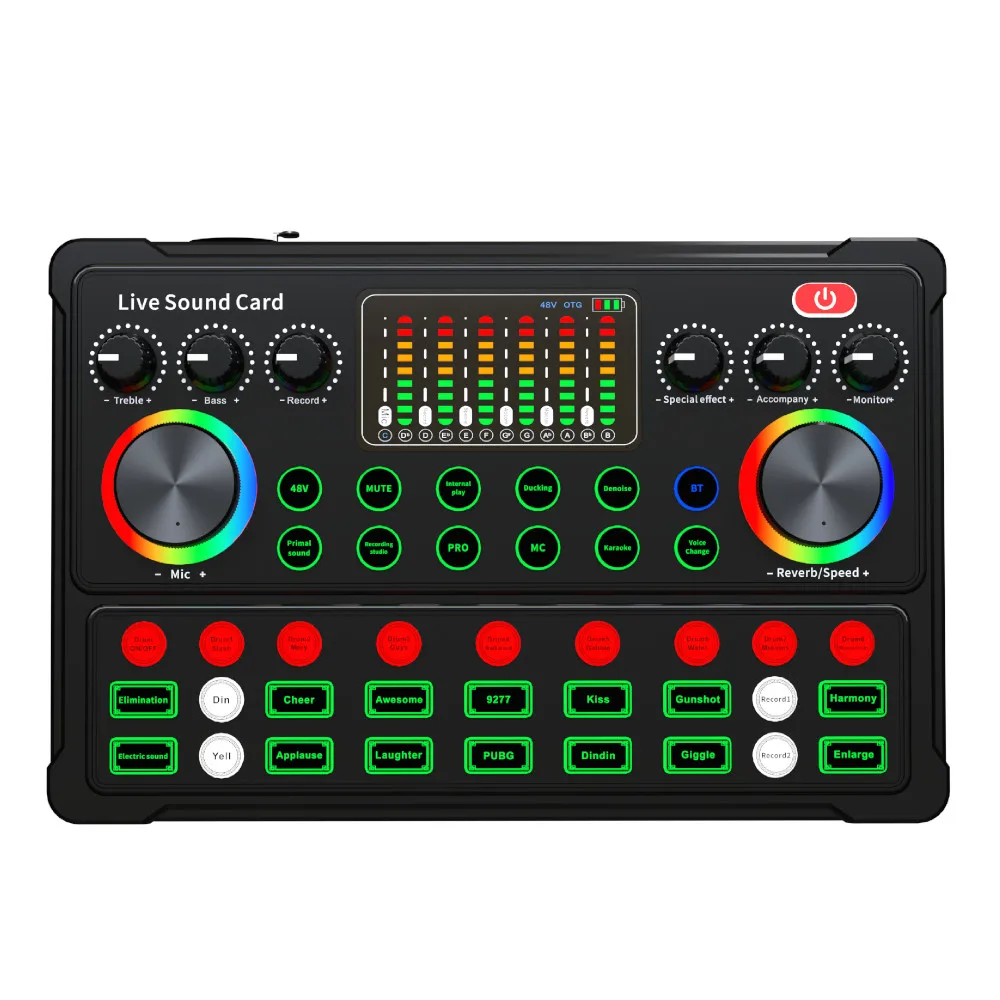 Mini Live Sound Card Sound Mixer M3 X50 Audio Mixers Support 48V Microphone for Live Broadcast Streaming Singing with RGB Light