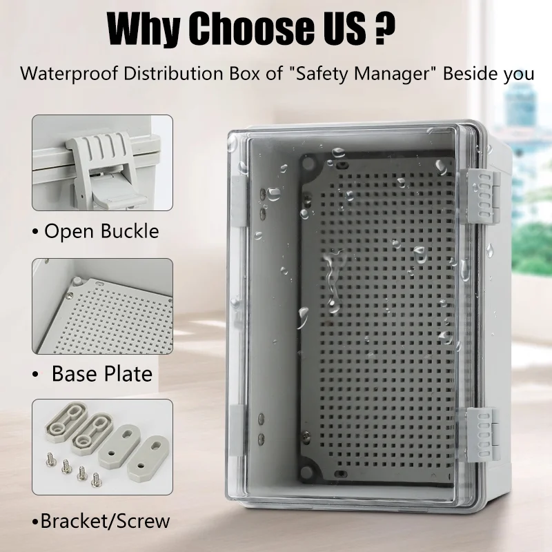 IP66 Waterproof Electrical Plastic Enclosure ABS Power Junction Box Outdoor Distribution Box for Electric Instrument Project Box