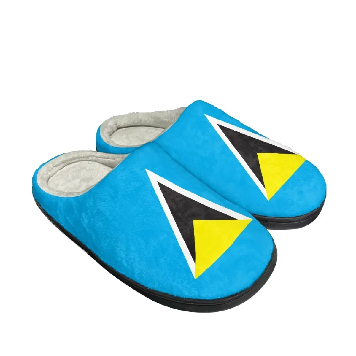 Saint Lucia Flag Women Men Winter Home Slippers Nonslip Soft Winter Warm House Spa Slippers Indoor Bedroom Shoes