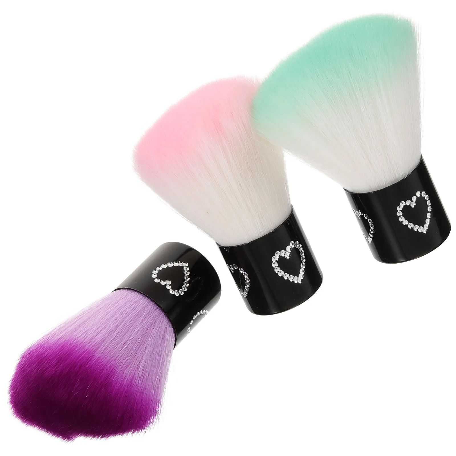 3Pcs Compact Makeup Brush Set Powder Brush for Loose Powder Foundation Creams Liquids Mineral Blush Bronzer Travel Friendly