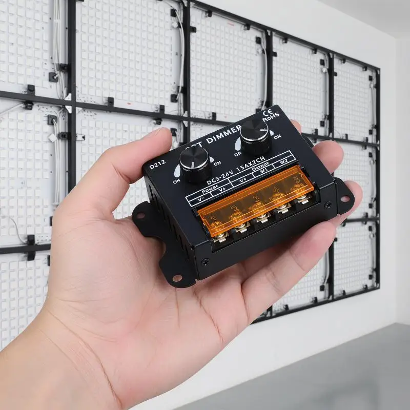 

DC 5V 24V CCT LED Controller 30A PWM Dual Channel Adjustable Dimming for Hotel Restaurant Lighting