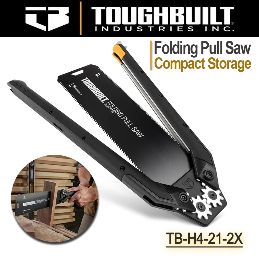 

ToughBuilt TB-H4-21-2X Складная ручная пила, инструменты для ручной пилы, утапливаемая пила для влажной/сухой древесины 17 TPI, двухсторонняя пила