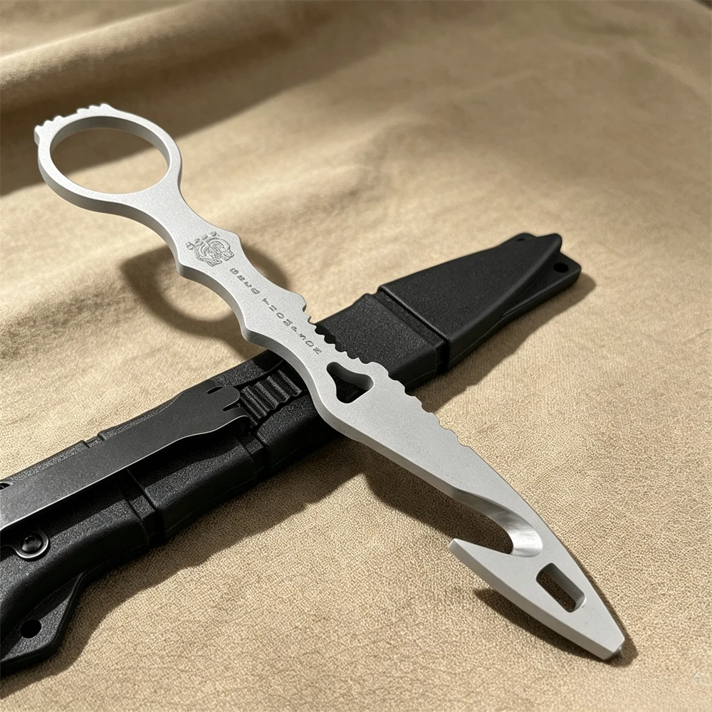 Portable Outdoor Fixed Blade Rope Knife – 440C Full-Tang Steel Handle, Utility EDC Survival Camping Hunting Knife, Men's Gift