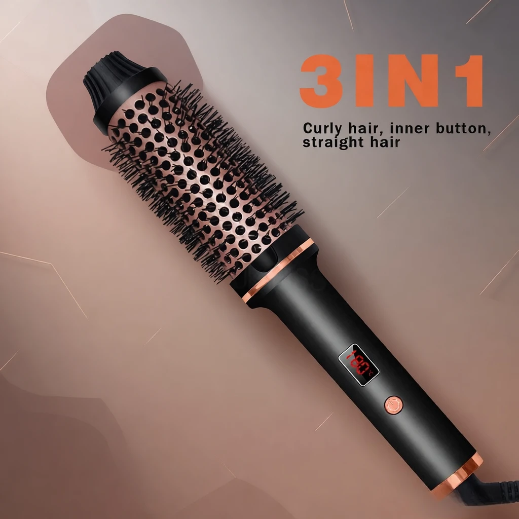 

3-in-1 Ion Curling and Straightening Iron Professional Curling Wand Heated Styling Comb Heat-Resistant Comb