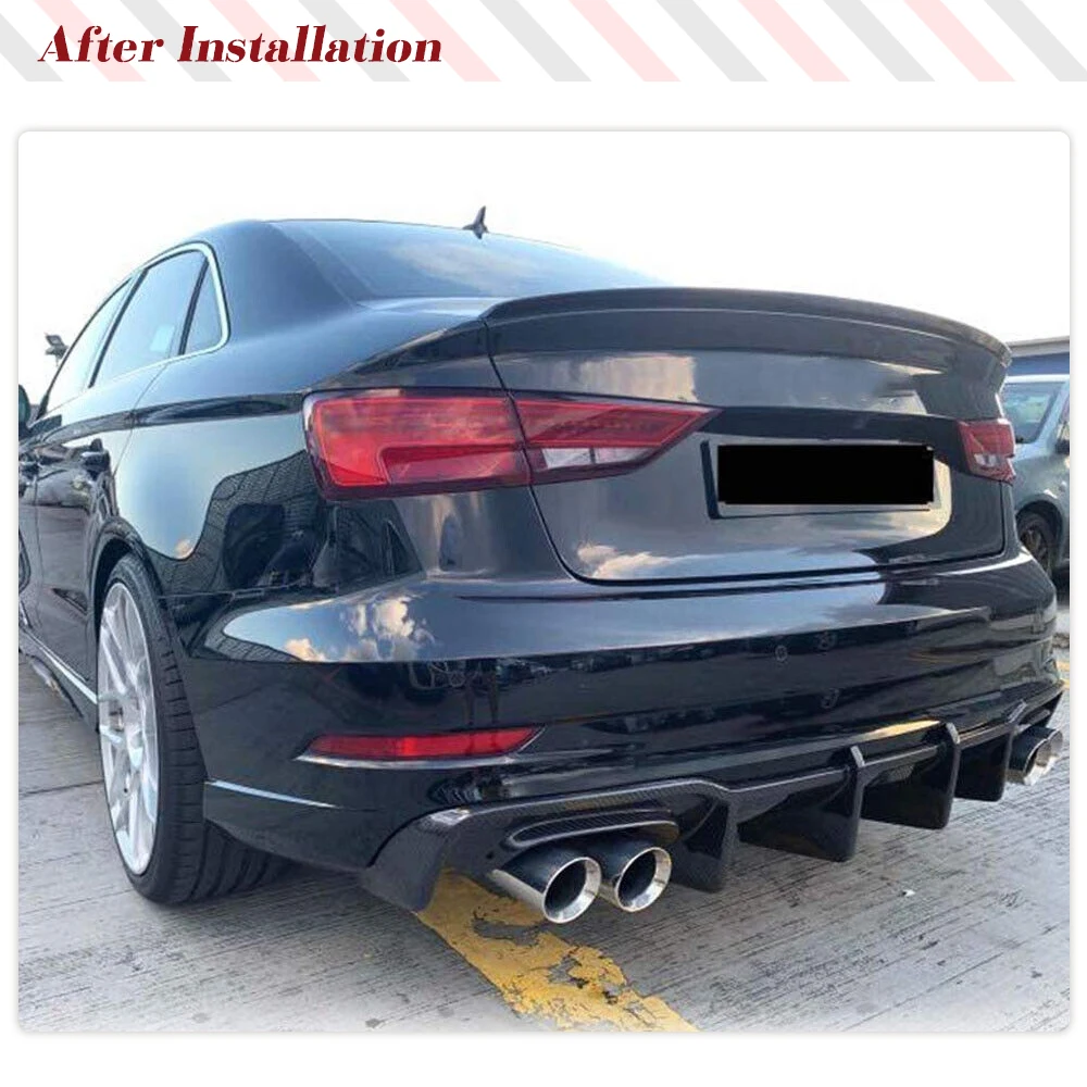 Rear Bumper Diffuser Lip Spoiler For Audi A3 Sline S3 Sedan 8V.5 2017-2020 Car Rear Diffuser Bumper Guard Carbon Fiber / FRP