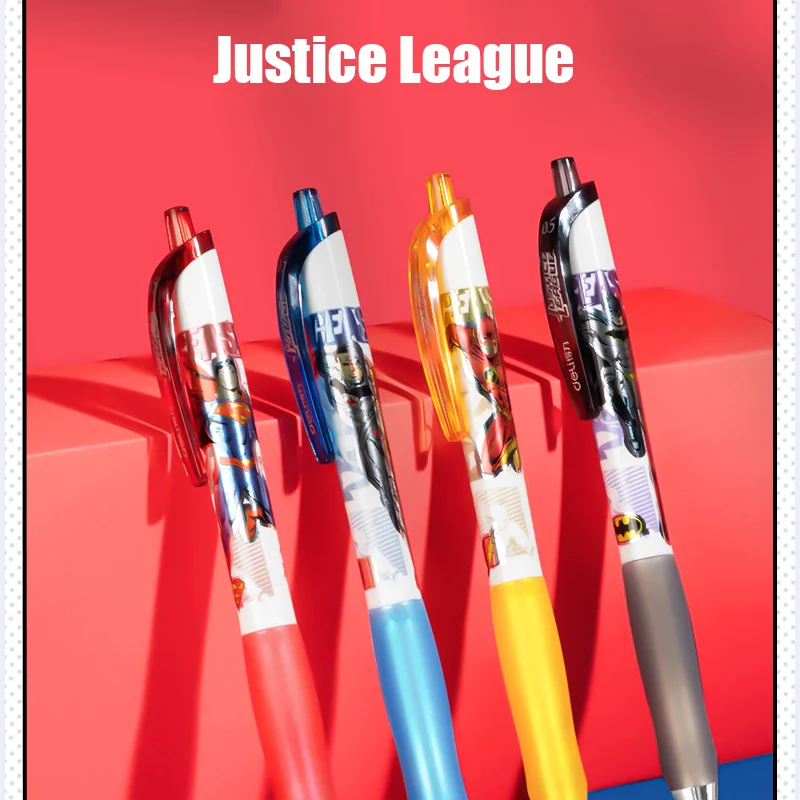 4Pcs DELI SA151 Justice League DC 0.5mm Gel Pen Quick Dry Neutral Pen Black Ink School Student Supplies Stationery