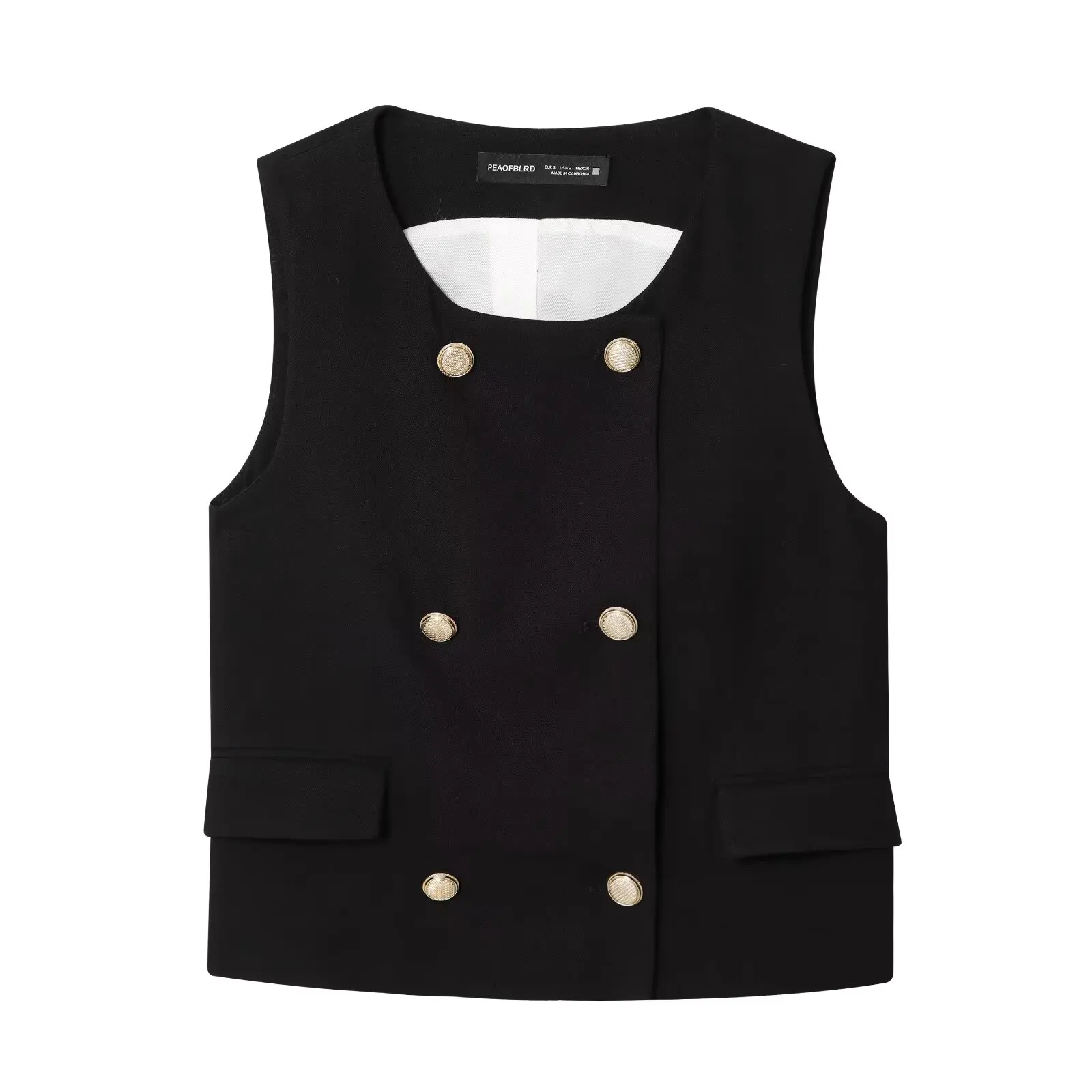 BSAY  New Collection 2025 Women's Round Neck Sleeveless Set Double breasted Gold Plated Button Tank Top or Folded Loose Pants
