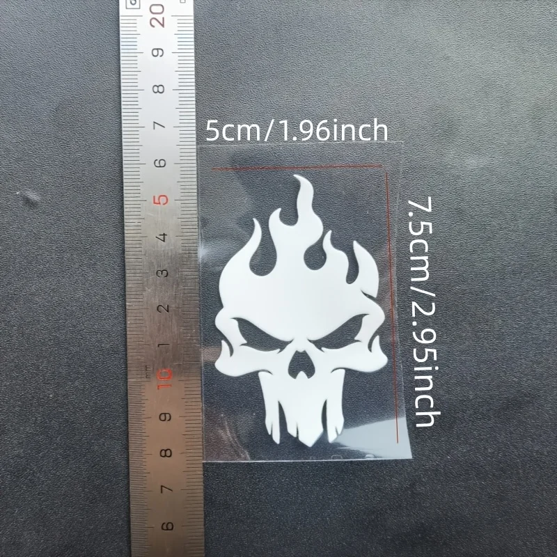 Flame Skull Vinyl Sticker Set, Waterproof Gothic Decal, Multi-scene Decor for Car Interior, Laptop