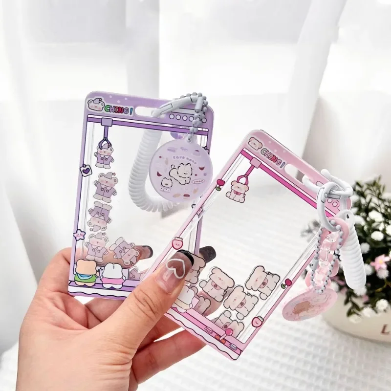 Cute Cartoon Id Holder Credit Card Holder Student Fun Sliding Cover Card Holder Meal Cards Case Bus Card Sleeve with Rope