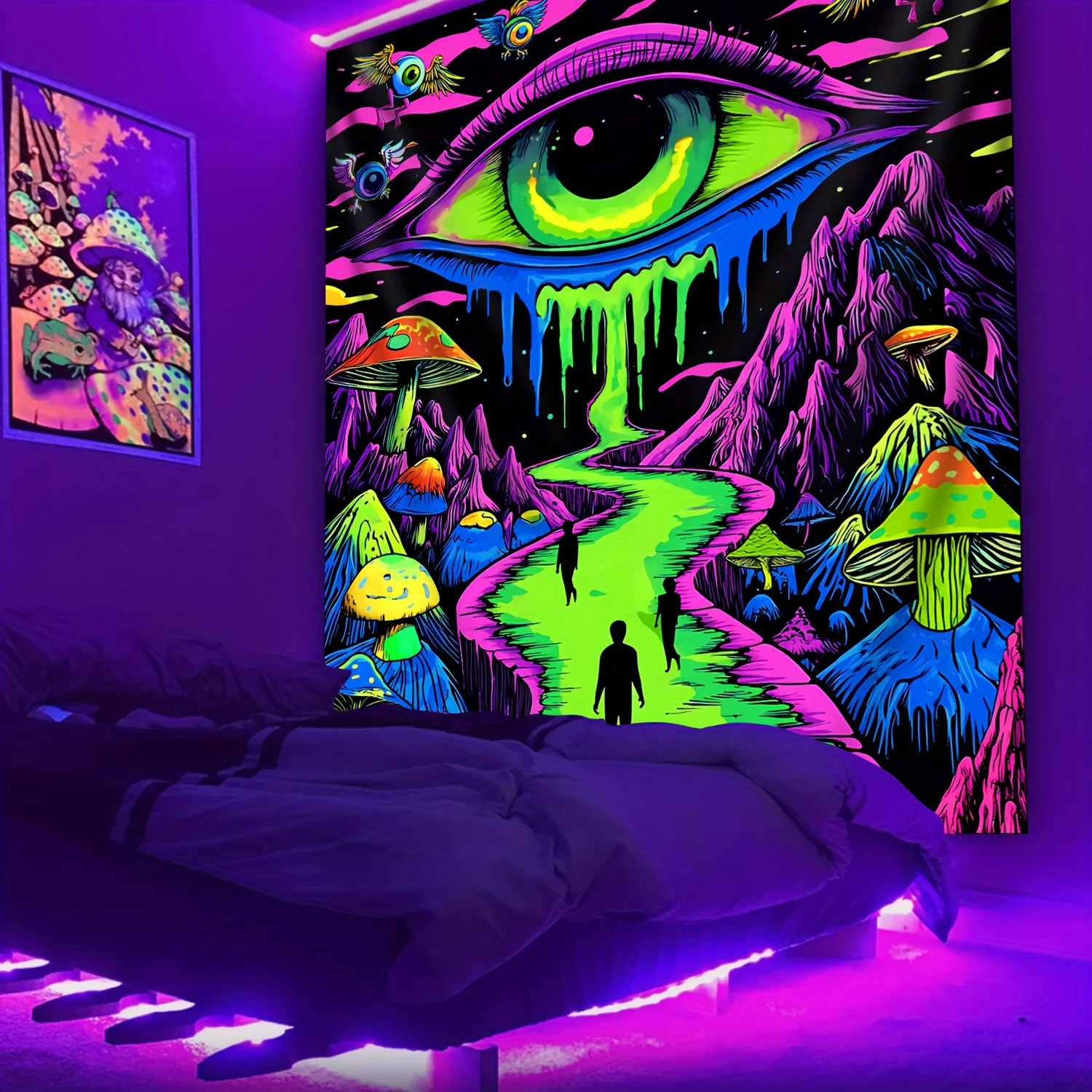 VIKAMA Augenpilz, fluoreszierender Wandteppich, Wandbehang, Zuhause, Party, Party, Dekoration, Wohnzimmer, Schlafsaal, Wanddekoration