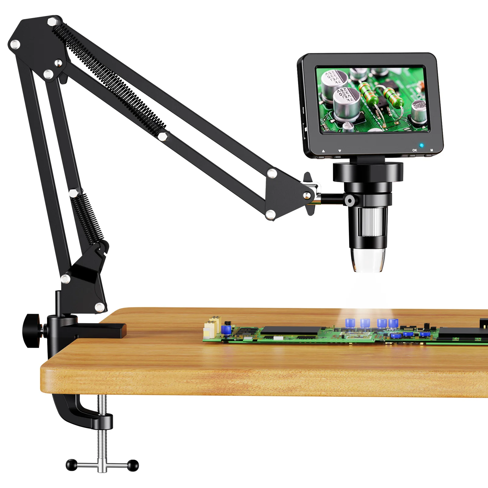 4.3" LCD Digital Soldering Microscope with Flexible Stand USB Microscope 1200X Magnification for Electronics Repair & Coins, PC