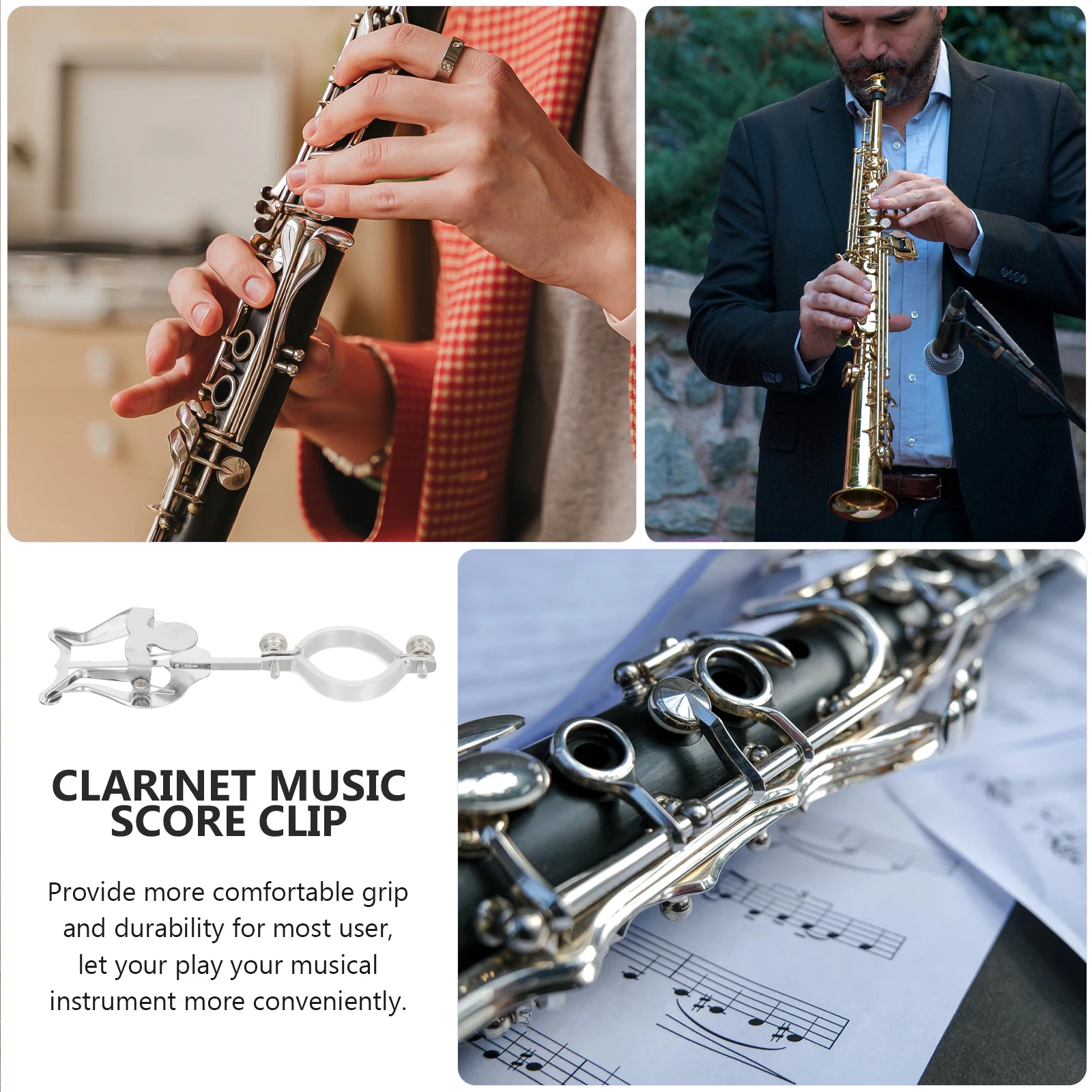 

Exquisite Appearance MultiFunctional Sheet Music Clip For Clarinet Oboe Bassoon Instrument Accessory