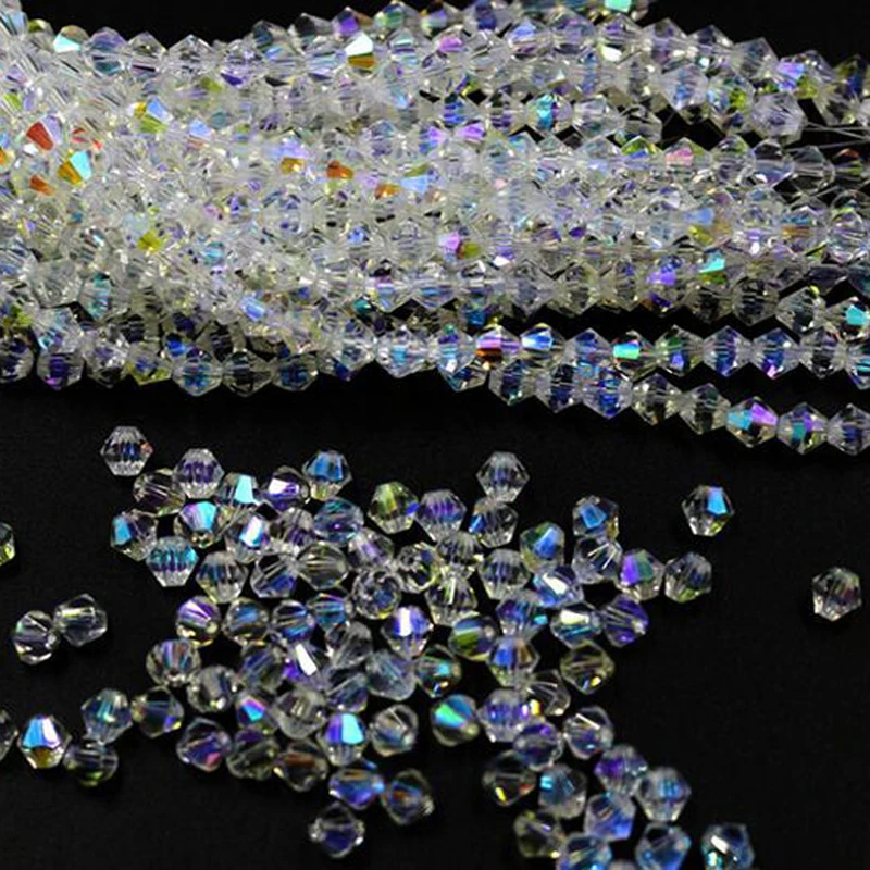 Verschiedene Größen Klare Kristall AB Bicone Lose Kristallperlen für Schmuckherstellung DIY Glasperlen Zubehör 3MM 4MM 5MM 6MM 8MM