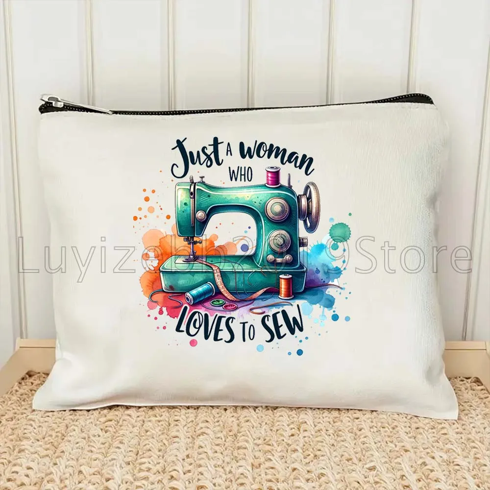 All I Need Is Love and Sewing Funny Sewing Machine Lover Cute Gifts Canvas Cosmetic Makeup Toilet Bag Pencil Case Zipper Pouch