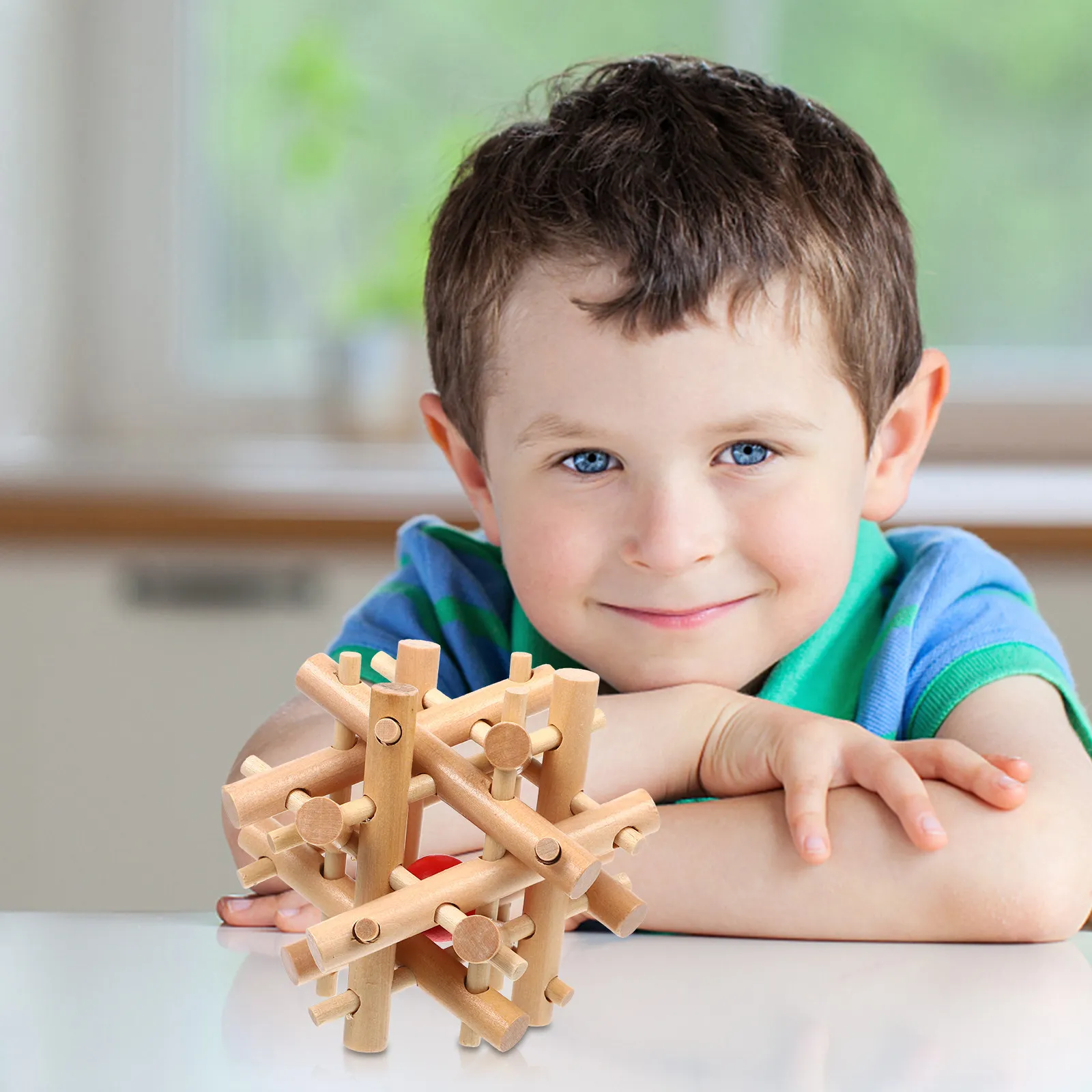 Wooden Brain Teasing Puzzle Early Educational Interactive Maze Game Ball in Cage Unlock Puzzle for Children Adults