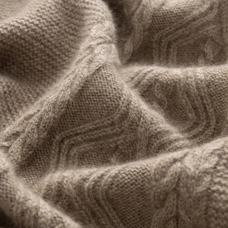 High quality 100% cashmere men's pullover knitted sweater Pull luxury Jumper Mock Neck thickened Tops trendy men's streetwear