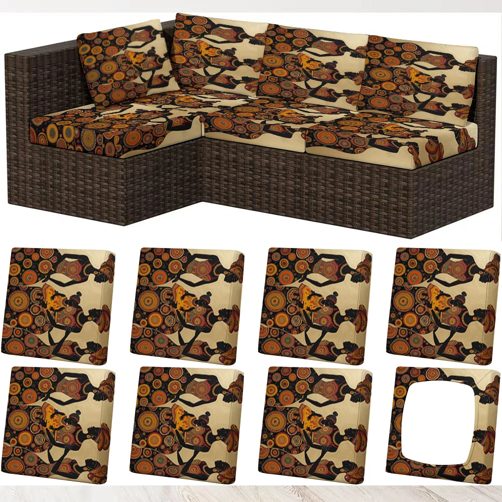 Summer Outdoor Sofa Cover with Artistic Tree Ring Print, Milk Silk Fabric, Pet - Friendly, Washable & Non