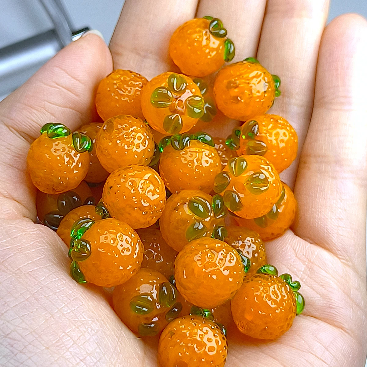 1.3cm  Orange sand sugar orange Czech glass beads For DIY Bracelet Keychain Necklace Gifts Accessories