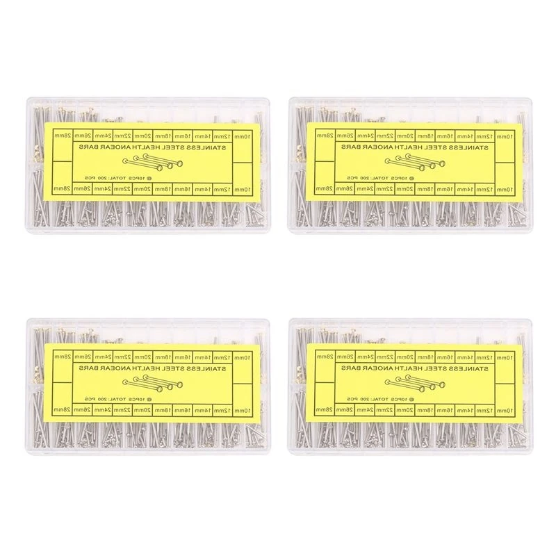 4 Box Watch Repair Tools Set Watch Strap Screws Assortment Tube Friction Pin Clasps Straps Bracelets Rivet Ends 10-28Mm