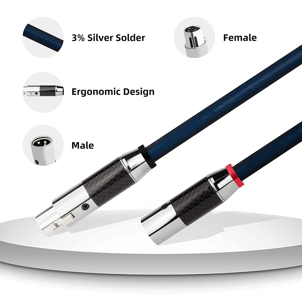 Cable de interconexión XLR de alta pureza, Latón chapado en plata de alta gama, 3 pines, XLR 2 macho a 2 hembra, líneas equilibradas de Audio/video, X405 pares