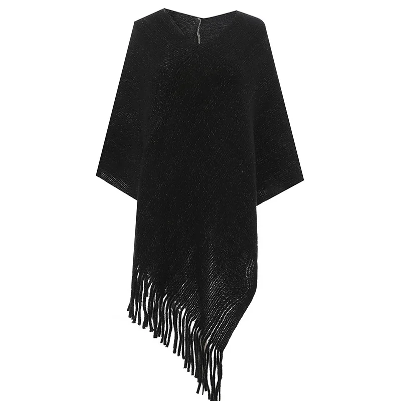 Women's Poncho shawl European and American style with tassel pullover shawl scarf cape cover shirt Cloak