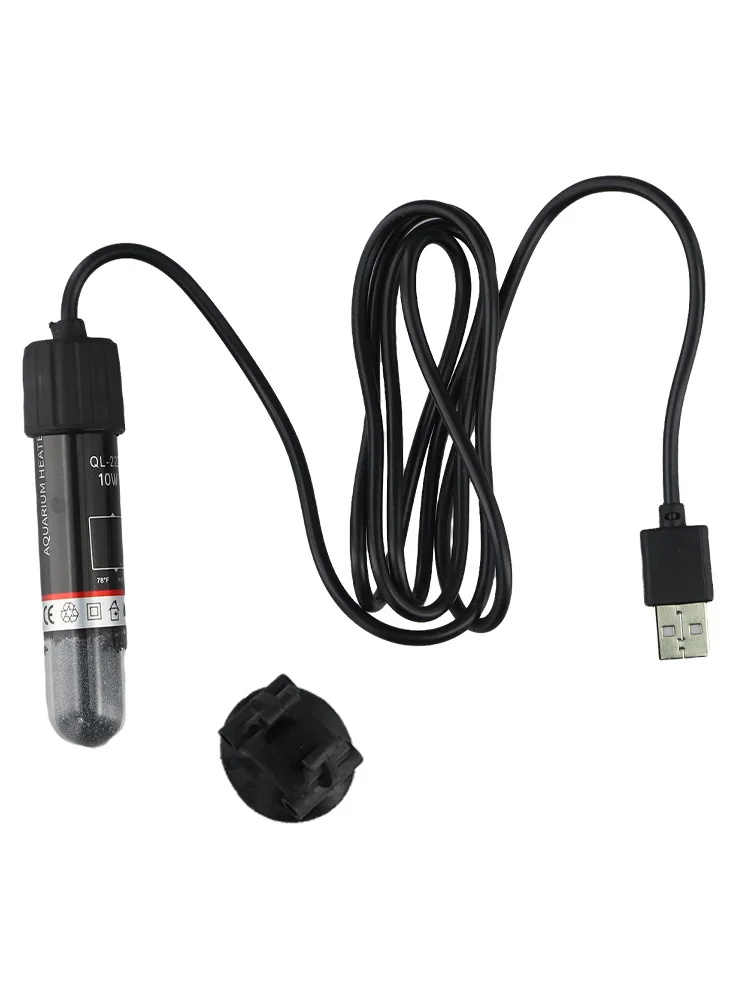 About 130cm Wire Length Fish Tank Heater USB Interface Design Black Gold Sand Filled High-quality Quartz Glass