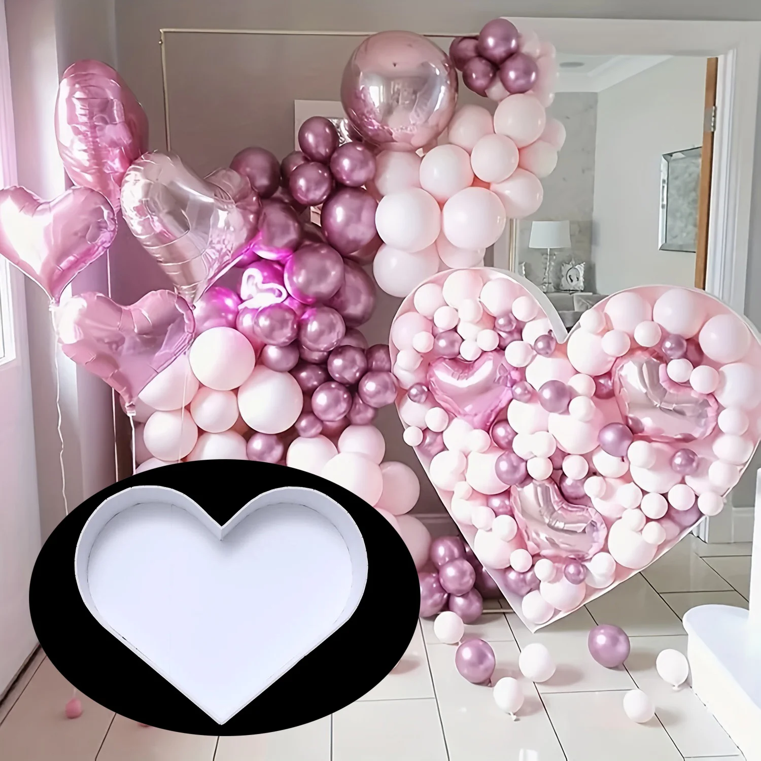 Heart Shape Mosaic Balloon Frame DIY Balloon Filling Box Valentine's Day Theme Decor Weeding Anniversary Party Heart KT Board