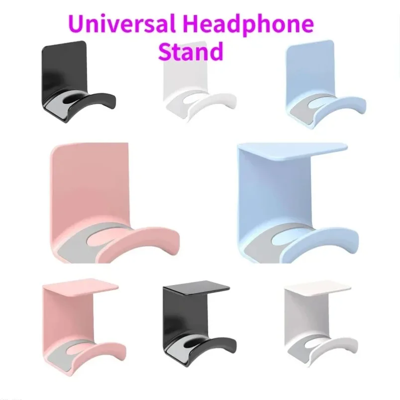 Headphone Holder Wall Mounted Self Adhesive No Drilling Headphone Stand Anti-Slip Rack for Gaming Headset HIFI Bedroom White