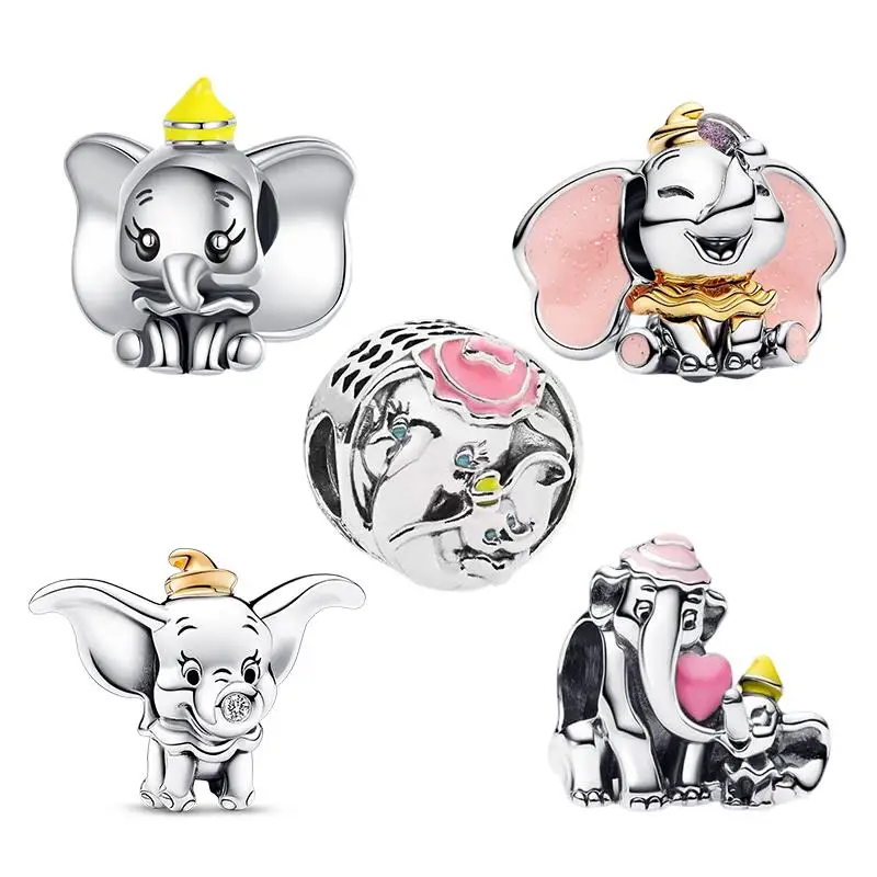 

Серебро 925 пробы Disney 2026, новые милые подвески серии Dumbo, подвески, подходят для ожерелья, оригинальный браслет, сделай сам, фестиваль, женские подарки на вечеринку