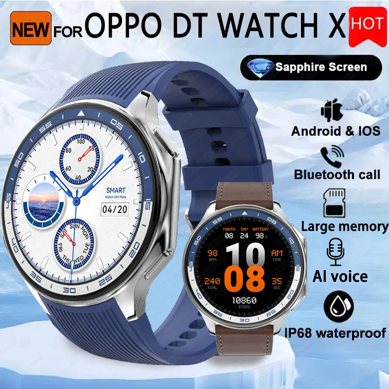 

Новые деловые часы для OPPO Watch X, мужские часы AMOLED HD, экран, большая память, воспроизведение видео, спортивные, фитнес-водонепроницаемые, умные часы для женщин