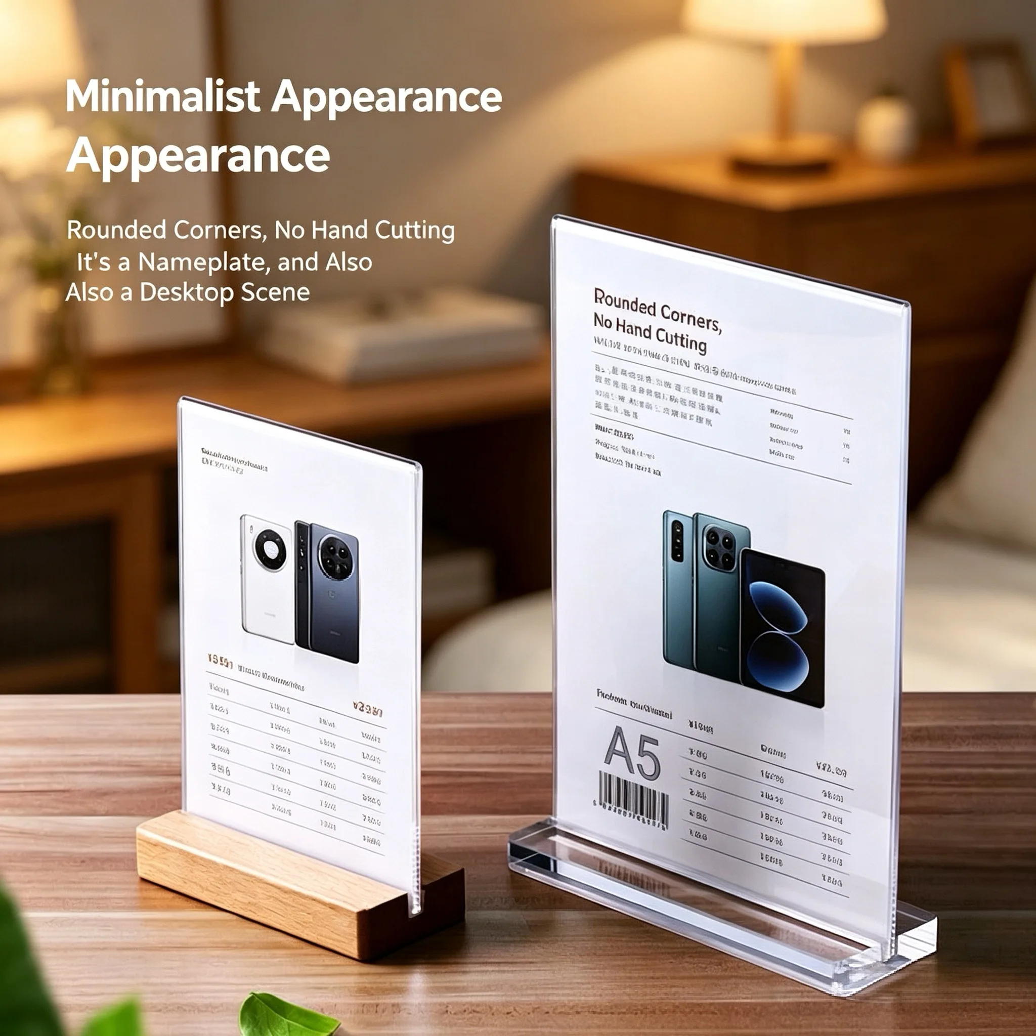 3 Pieces A4 210x297mm Acrylic Sign Holder Display Stand Photo Picture Poster Frame Restaurant Table Menu Price Paper Holder