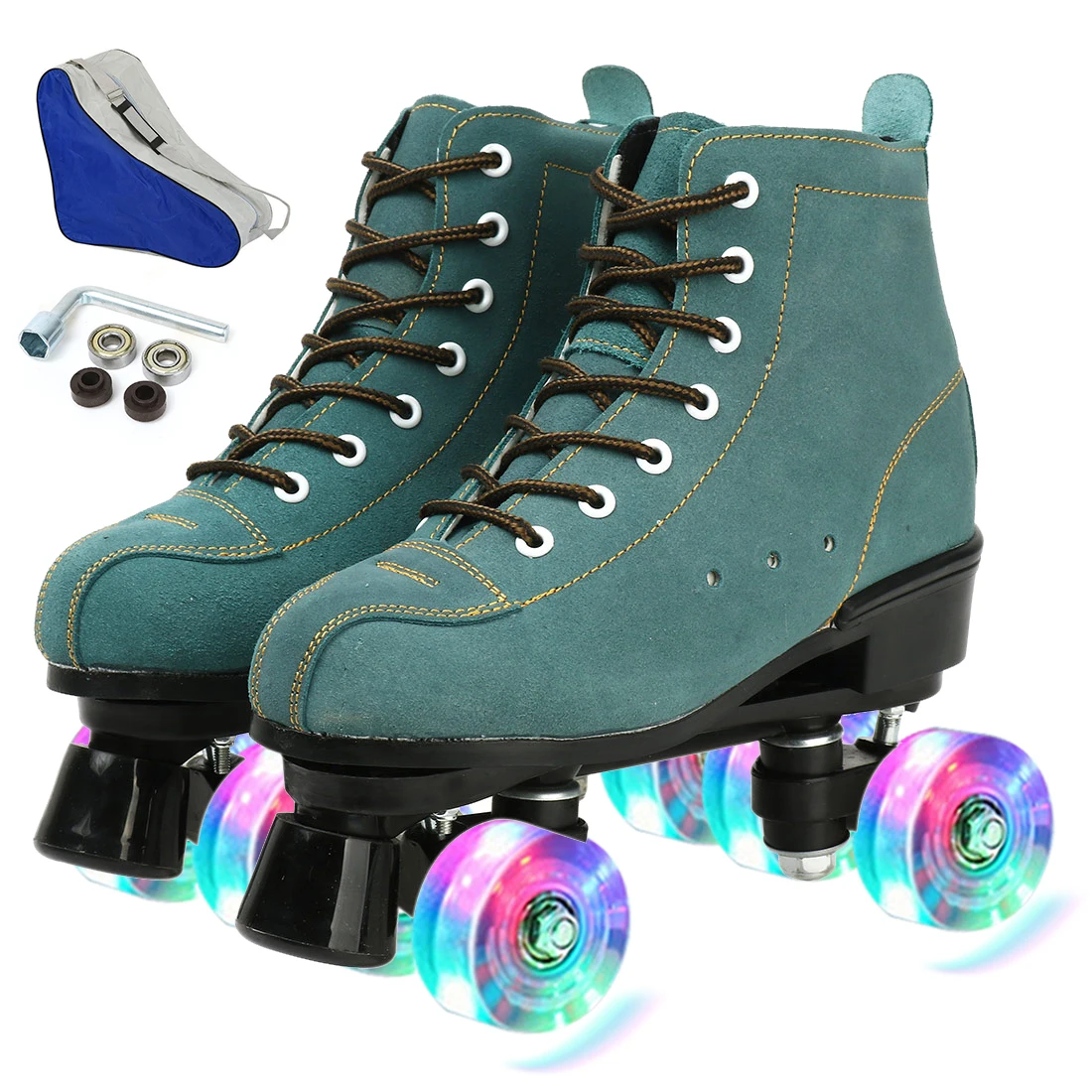 2024 Quad Roller Skates Adult Sneakers Women Outdoor 2 Row Line Roller Skate Skating Led Light 4 Flash Wheels Slide Girls ABEC-7