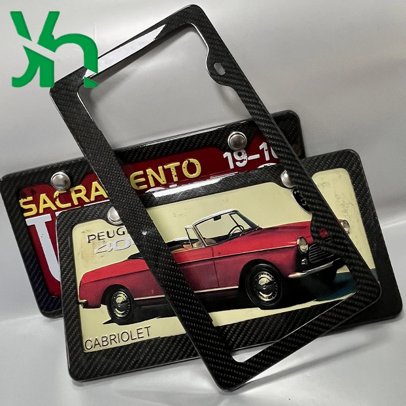 USA/Canada/Mexico 100% True 3K Twill Forged Woven Carbon Fiber License Plate Frame Cover, Glossy UV Protection, Lightweight.