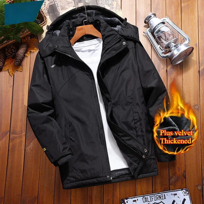 

Autumn Hoodie Jackets Men's Plus Velvet Windproof Waterproof Warmth Fashion Male Coat Versatile Outdoor Mountaineering Clothing