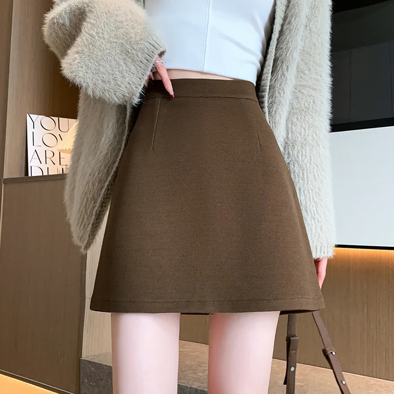 

Woolen Pencil Skirt Women Fashionable, Versatile, Vintage-Inspired High-Waisted A-Line Skirt Short Skirt Skirt-Trousers Leggings