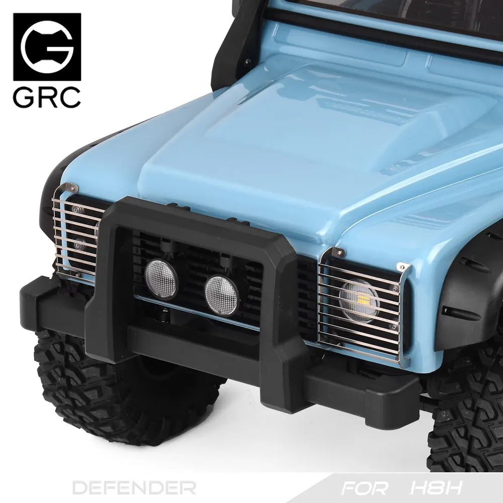 GRC 1/8 Stainless Steel Front Lampshade Protection Net Headlight Metal Grille for H8H Defender Upgrade Option Parts #G190HS/HB