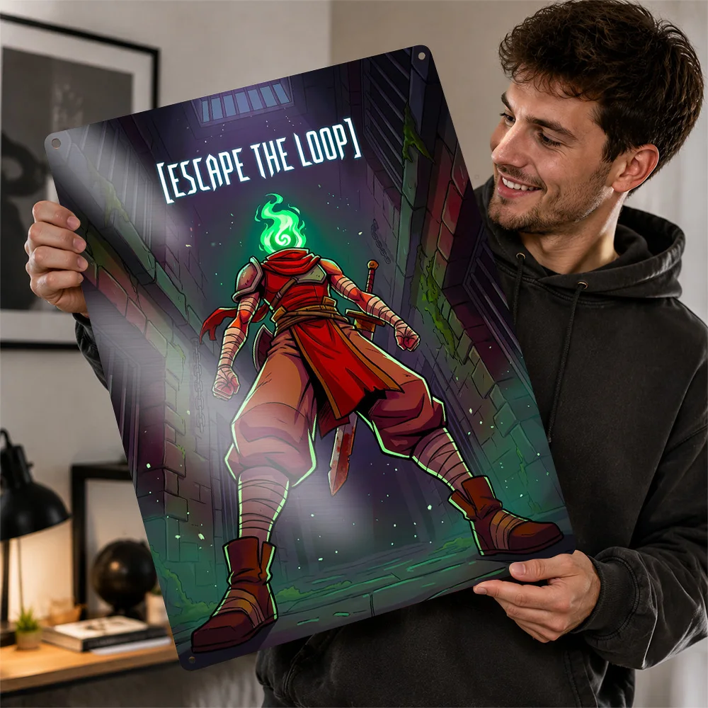 Dead Cells Escape The Loop Textured Metal Poster Illustrated Wall Art For Gaming Room Personalized Aluminum Sign Birthday Gift