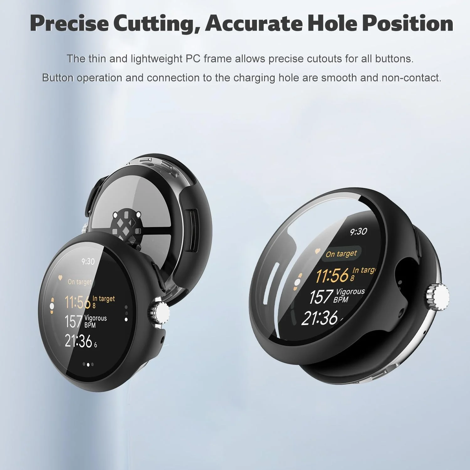 Matte PC Watch Case+Glass for Google Pixel Watch 1 2 3 41/45MM Accessories, Drop-Proof, and Scratch-Resistant Protective Case