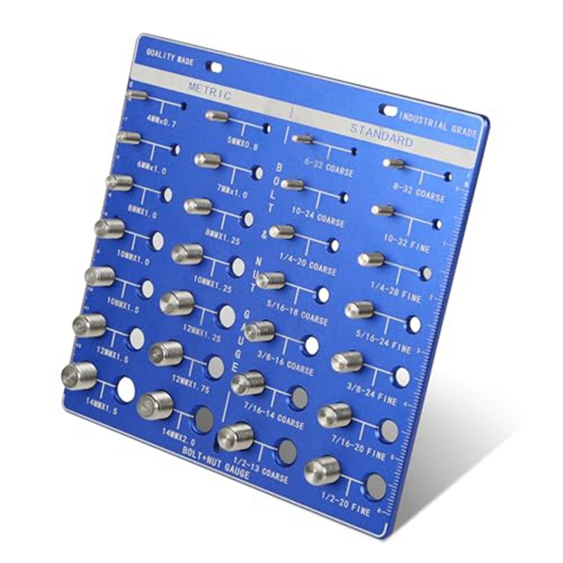 Square Thread Checker, Nut And Bolt Thread Checker, Bolt Size And Thread Identifier Gauge,Bolt And Nut Gauge (Blue)