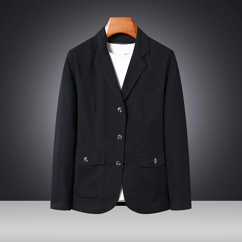 

Casual V Neck Mens Blazers New Washed Cotton Suit Male Business Casual Wear Plus Size Mens Spring Autumn Brand Design Blazer