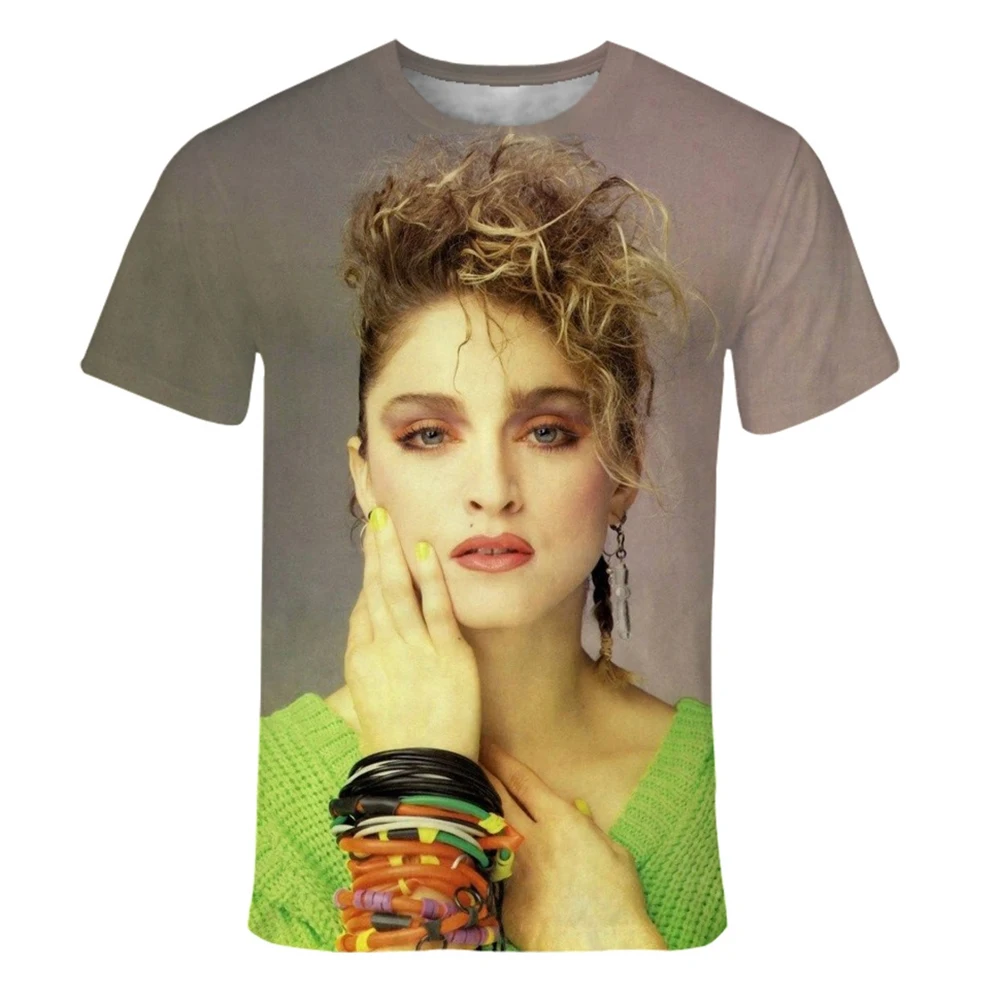 Summer fashion trend personalized singer Madonna 3D printed printed printed pattern casual and comfortable T-shirt