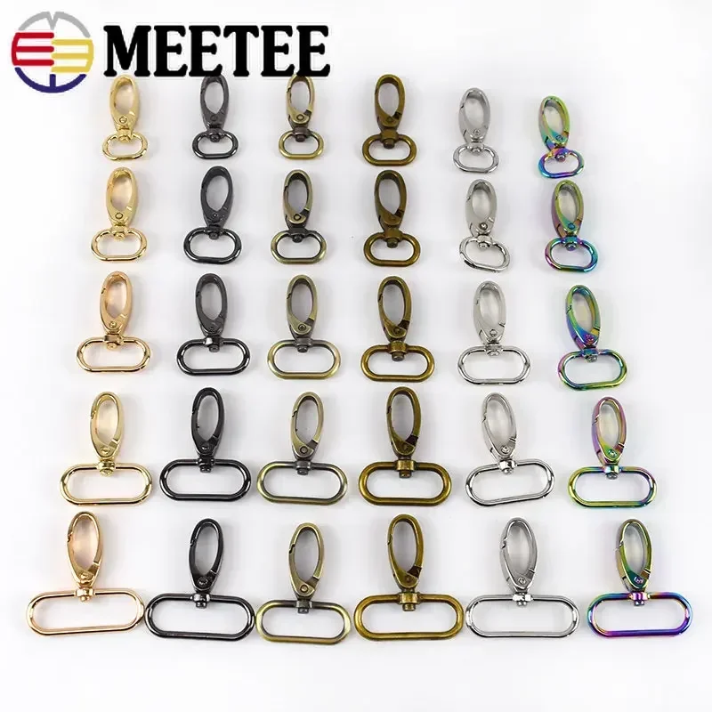 Meetee 30Pcs 16/20/25/32/38mm Metal Buckles Bag Dog Collar Webbing Swivel Clasps Lobster Trigger Clips Snap Hook DIY Accessories