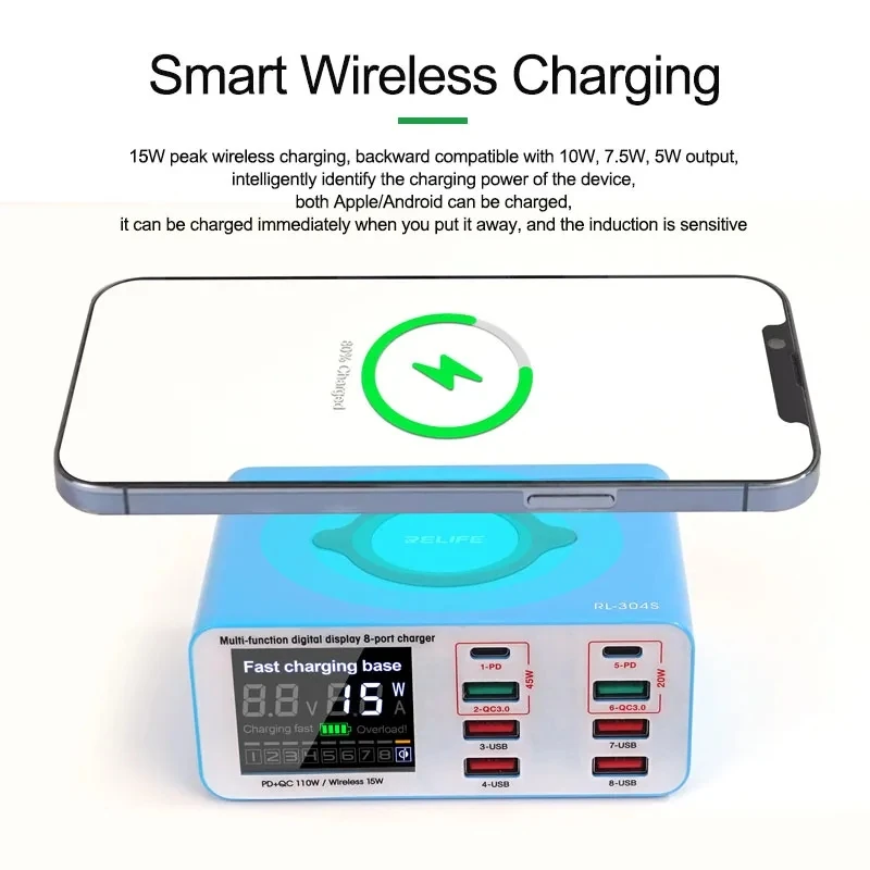 Imagem -02 - Relife-carregador de Relâmpago Smart Usb Display Digital Iphone Samsung Huawei mi Vivo Opop Flat Port Rl304p Rl-304n Rl-304s